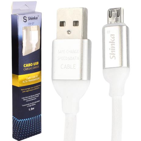 Cabo Micro USB V8 Emborrachado 1.50 M Branco CB-V8 Shinka - Vitrine Menor preço em Cabo Micro USB V8 Emborrachado 1.50 M Branco CB-V8 Shinka - Vitrine