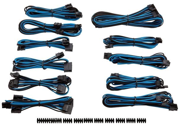 Cabo para Fonte Sleeved CP-8920157 Preto/azul - Corsair Menor preço em Cabo para Fonte Sleeved CP-8920157 Preto/azul - Corsair
