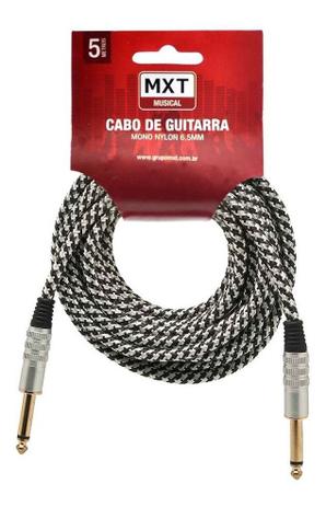 Cabo Para Guitarra Violão 5m Metros Blindado P10 P10 Têxtil - Mxt Menor preço em Cabo Para Guitarra Violão 5m Metros Blindado P10 P10 Têxtil - Mxt
