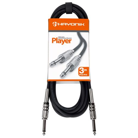 Cabo Para Instrumentos Hayonik Player P10 X P10 3m Preto Menor preço em Cabo Para Instrumentos Hayonik Player P10 X P10 3m Preto