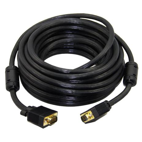 Cabo para Monitor VGA HD15M X HD15M 20M Preto com Filtro - Generico Menor preço em Cabo para Monitor VGA HD15M X HD15M 20M Preto com Filtro - Generico