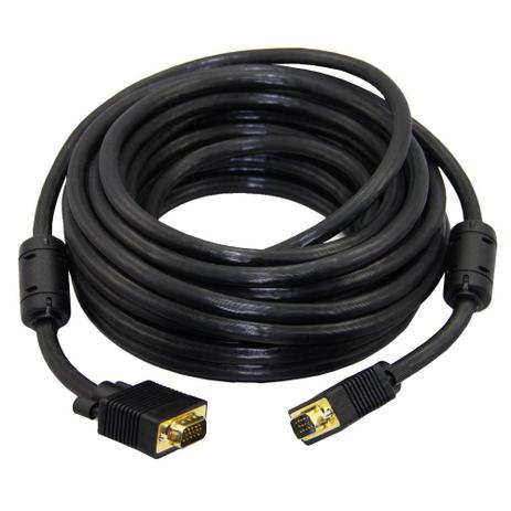 Cabo para Monitor VGA HD15m x HD15m preto - 30 metros com filtro sem blister - Genérico Menor preço em Cabo para Monitor VGA HD15m x HD15m preto - 30 metros com filtro sem blister - Genérico