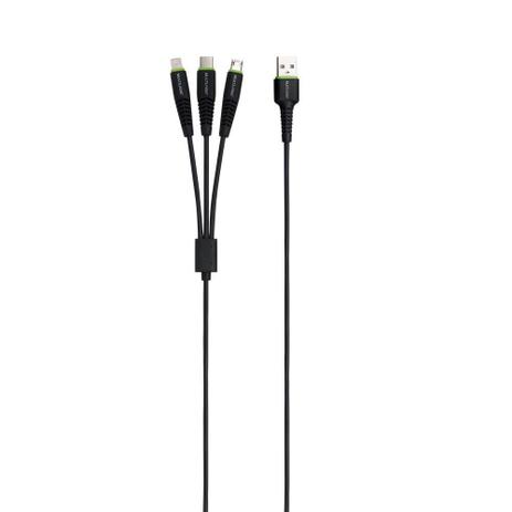 Cabo para Smartphone 3 em 1 Type C + IPhone + Micro USB 2A 1,4M Preto Multilaser - WI382 Menor preço em Cabo para Smartphone 3 em 1 Type C + IPhone + Micro USB 2A 1,4M Preto Multilaser - WI382