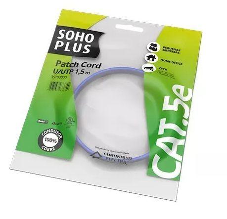 Cabo Patch Cord Cat.5e 1,5 Metros Furukawa SohoPlus Azul Menor preço em Cabo Patch Cord Cat.5e 1,5 Metros Furukawa SohoPlus Azul