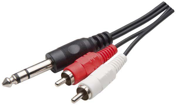 Cabo Plug P10 6.35Mm Estéreo Para 2 Plug Rca 2 Metros 8 1 197 - Mxt Menor preço em Cabo Plug P10 6.35Mm Estéreo Para 2 Plug Rca 2 Metros 8 1 197 - Mxt