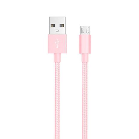 Cabo Premium micro usb de 2m de nylon trançado reforçado rose - Easy Mobile Menor preço em Cabo Premium micro usb de 2m de nylon trançado reforçado rose - Easy Mobile