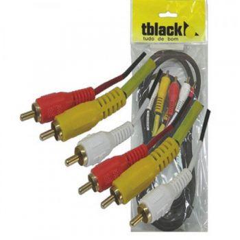 Cabo Rca 3+3 Áudio Vídeo C/ Coaxial Central 2 Metros - Tblack Menor preço em Cabo Rca 3+3 Áudio Vídeo C/ Coaxial Central 2 Metros - Tblack