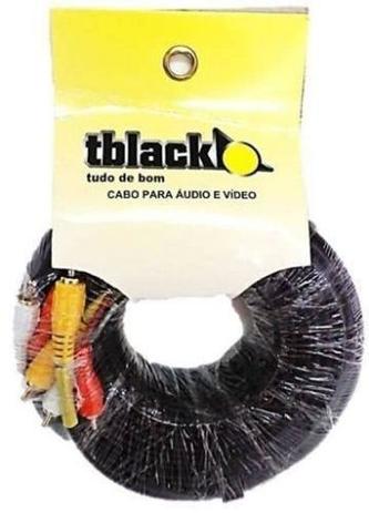 Menor preço em Cabo RCA 3+3 Áudio Vídeo C/ Coaxial Central 3 Metros - Tblack