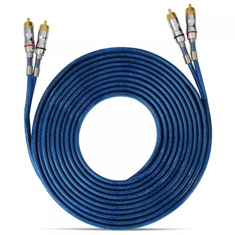 Cabo RCA Taramps T5B 5 Metros Dupla Blindagem PVC Azul Plug Banhado a Níquel Menor preço em Cabo RCA Taramps T5B 5 Metros Dupla Blindagem PVC Azul Plug Banhado a Níquel