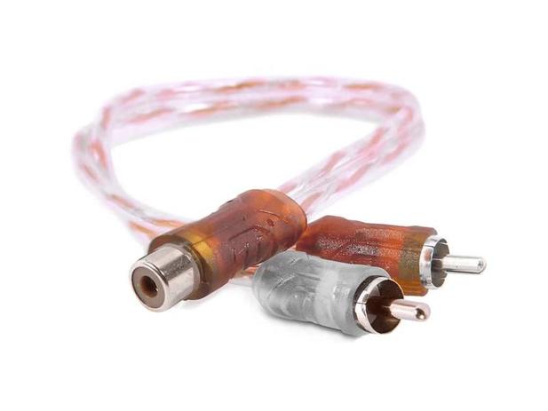 Cabo RCA Y Injetado Laranja Prata Transparente 4mm 2M1F Techone Menor preço em Cabo RCA Y Injetado Laranja Prata Transparente 4mm 2M1F Techone