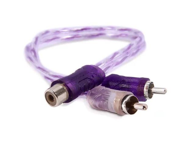 Cabo RCA Y Injetado Roxo Prata Transparente 4mm 2M1F Techone Menor preço em Cabo RCA Y Injetado Roxo Prata Transparente 4mm 2M1F Techone