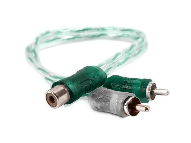 Cabo RCA Y Injetado Verde Prata Transparente 4mm 2M1F Techone Menor preço em Cabo RCA Y Injetado Verde Prata Transparente 4mm 2M1F Techone