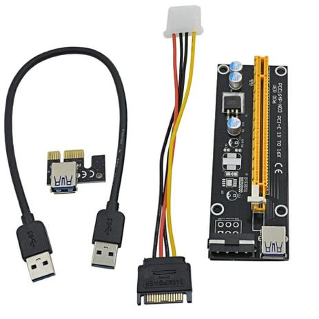 Cabo Riser PCI-EXPRESS X1 P/ PCI-EXPRESS X16 USB 3.0 Menor preço em Cabo Riser PCI-EXPRESS X1 P/ PCI-EXPRESS X16 USB 3.0