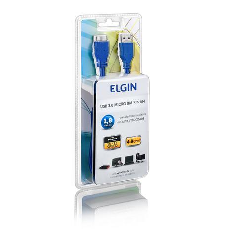 Cabo USB 3.0 conectores AM - Micro BM Azul Elgin Menor preço em Cabo USB 3.0 conectores AM - Micro BM Azul Elgin