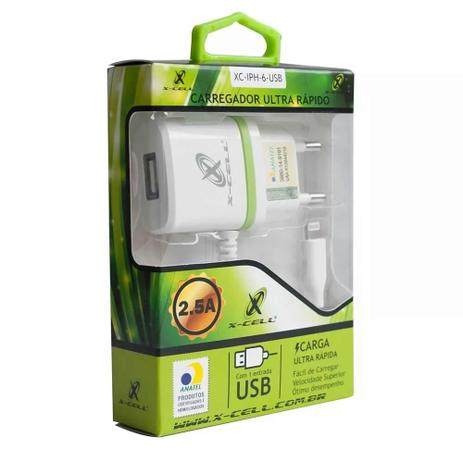 Cabo Usb Com Carregador Para Apple Iphone 5 6 7 Ipad Ipod - X-cell Menor preço em Cabo Usb Com Carregador Para Apple Iphone 5 6 7 Ipad Ipod - X-cell
