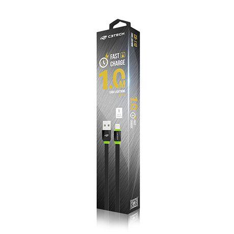 Cabo usb-lightning 2,0a 1m cb-110bk c3t - C3tech Menor preço em Cabo usb-lightning 2,0a 1m cb-110bk c3t - C3tech