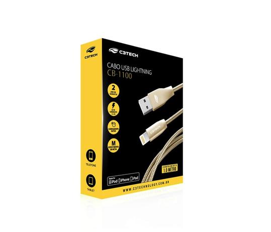 Cabo Usb Lightning Cb-1100gd C3 Tech Menor preço em Cabo Usb Lightning Cb-1100gd C3 Tech