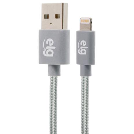Cabo USB Lightning p/ iPhone ELG em Malha Reforçado C810BS 1M Menor preço em Cabo USB Lightning p/ iPhone ELG em Malha Reforçado C810BS 1M