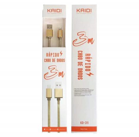 Cabo Usb Para Iphone Ipad Carregamento Rápido 3 Metros - Kd-311 - Kaidi Menor preço em Cabo Usb Para Iphone Ipad Carregamento Rápido 3 Metros - Kd-311 - Kaidi