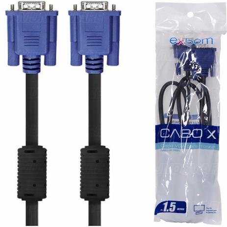 Cabo VGA 1.5 Metros Para Monitor Exbom Modelo CBX-MVGA15 Menor preço em Cabo VGA 1.5 Metros Para Monitor Exbom Modelo CBX-MVGA15