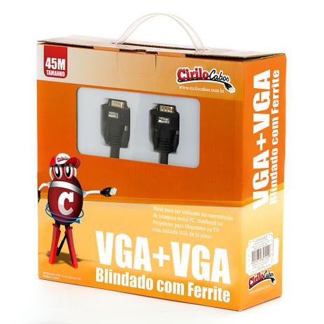 Cabo VGA Blindado com Ferrite, 45 metros - Cirilo Cabos Menor preço em Cabo VGA Blindado com Ferrite, 45 metros - Cirilo Cabos