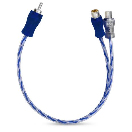 Cabo Y RCA Injetado Transparente 1 Macho 2 Fêmeas 4mm Azul Revestimento Borracha - Prime Menor preço em Cabo Y RCA Injetado Transparente 1 Macho 2 Fêmeas 4mm Azul Revestimento Borracha - Prime