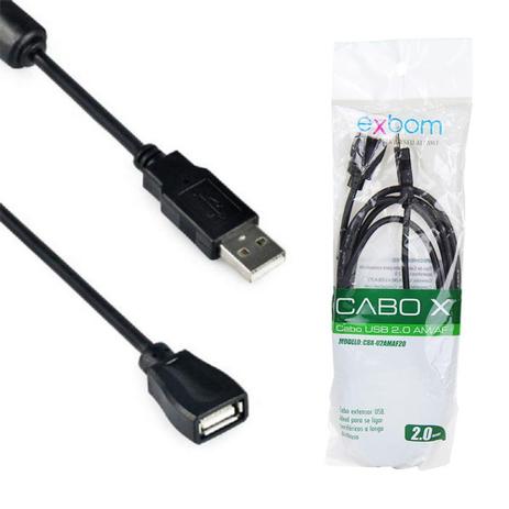 CaboX-Cabo Extensor USB 2.0/AM+AF/OD4.8/2M com Filtro - Exbom Menor preço em CaboX-Cabo Extensor USB 2.0/AM+AF/OD4.8/2M com Filtro - Exbom