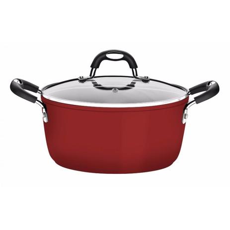 Caçarola Alumínio Antiaderente com Tampa de Vidro 4,7L Mônaco Tramontina Vermelho Menor preço em Caçarola Alumínio Antiaderente com Tampa de Vidro 4,7L Mônaco Tramontina Vermelho