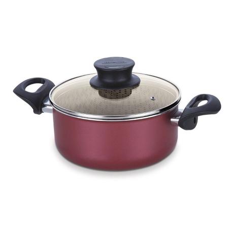 Caçarola Alumínio com Tampa de Vidro 18 cm Paris Vermelho - Tramontina Menor preço em Caçarola Alumínio com Tampa de Vidro 18 cm Paris Vermelho - Tramontina