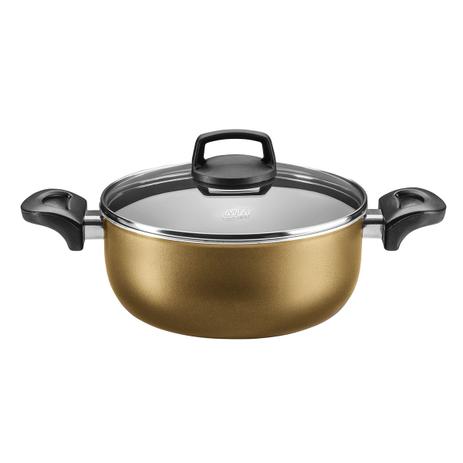 Caçarola Antiaderente MTA Supra 28Cm Gold Tampa De Vidro Menor preço em Caçarola Antiaderente MTA Supra 28Cm Gold Tampa De Vidro