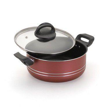 Caçarola Antiaderente Vermelho Cereja Com Tampa de Vidro 20 - Aluminio nacional Menor preço em Caçarola Antiaderente Vermelho Cereja Com Tampa de Vidro 20 - Aluminio nacional