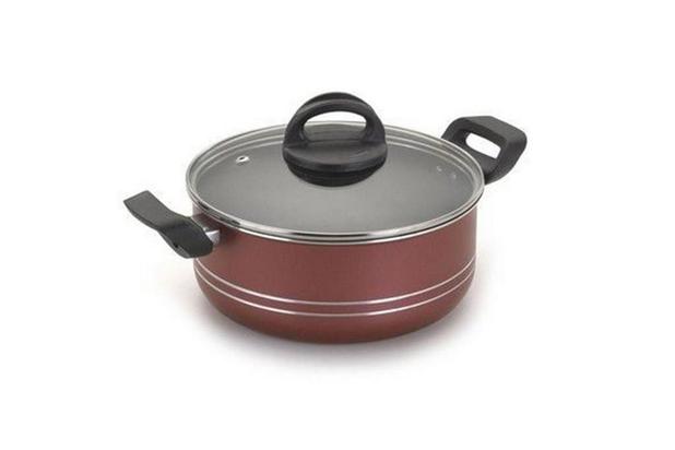 Caçarola Antiaderente Vermelho Cereja Com Tampa de Vidro 22 - Aluminio Nacional Menor preço em Caçarola Antiaderente Vermelho Cereja Com Tampa de Vidro 22 - Aluminio Nacional