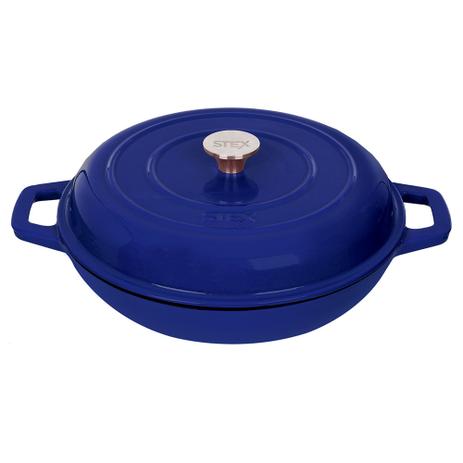 Caçarola Buffet De Ferro Fundido Esmaltado 30 cm - Stex Cookware - 3,2 litros - Azul - Modelo 2019 Menor preço em Caçarola Buffet De Ferro Fundido Esmaltado 30 cm - Stex Cookware - 3,2 litros - Azul - Modelo 2019