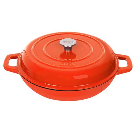 Caçarola Buffet De Ferro Fundido Esmaltado 30 cm - Stex Cookware - 3,2 litros - Laranja - Modelo 2019 Menor preço em Caçarola Buffet De Ferro Fundido Esmaltado 30 cm - Stex Cookware - 3,2 litros - Laranja - Modelo 2019