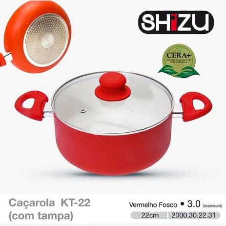 Caçarola ceramica vermelha 22cm - 3,0mm Shizu Menor preço em Caçarola ceramica vermelha 22cm - 3,0mm Shizu