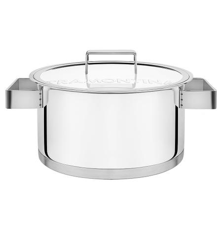 Caçarola em Aço Inox Rasa com Fundo Triplo Perfil Tramontina - 20 Cm / 3.6 Lt Menor preço em Caçarola em Aço Inox Rasa com Fundo Triplo Perfil Tramontina - 20 Cm / 3.6 Lt