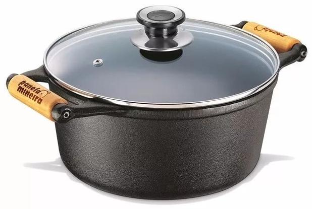 Caçarola Ferro Fundido Alça de Madeira Tampa de Vidro Panela Mineira 3,0 Litros Menor preço em Caçarola Ferro Fundido Alça de Madeira Tampa de Vidro Panela Mineira 3,0 Litros