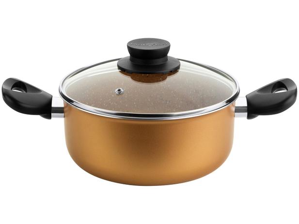 Caçarola Multiflon Antiaderente 3,8L 22cm - 1.4mm com Tampa Gold 30622 Menor preço em Caçarola Multiflon Antiaderente 3,8L 22cm - 1.4mm com Tampa Gold 30622