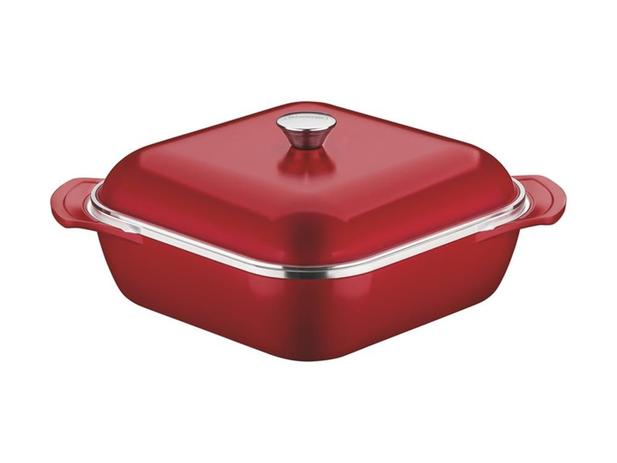 Cacarola quadrada 28cm 5 6l lyon vermelho aluminio com rev antiaderente e silicone tramontina Menor preço em Cacarola quadrada 28cm 5 6l lyon vermelho aluminio com rev antiaderente e silicone tramontina