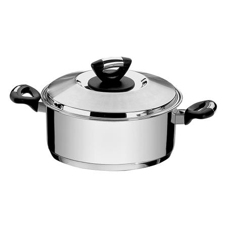 Caçarola Rasa em Aço Inox com Fundo Triplo e Alça Baquelite Solar Baquelite Tramontina - 28 Cm / 7.1 Lt Menor preço em Caçarola Rasa em Aço Inox com Fundo Triplo e Alça Baquelite Solar Baquelite Tramontina - 28 Cm / 7.1 Lt