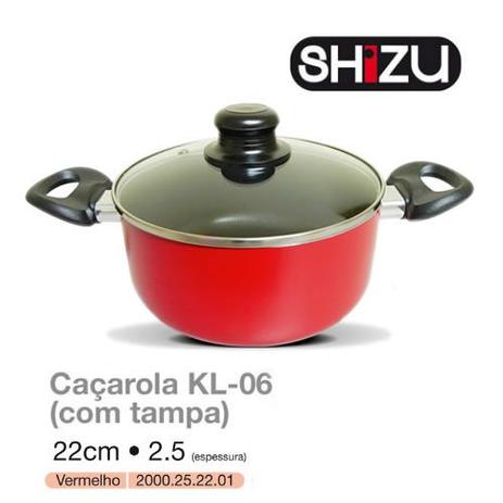 Caçarola Vermelha antiaderente com tampa 22cm - 2,5mm Shizu Menor preço em Caçarola Vermelha antiaderente com tampa 22cm - 2,5mm Shizu