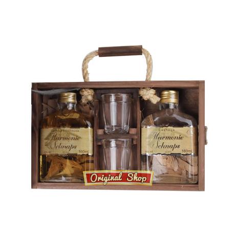 Cachaça Harmonie Schnaps estojo 2 garrafas 160ml Menor preço em Cachaça Harmonie Schnaps estojo 2 garrafas 160ml