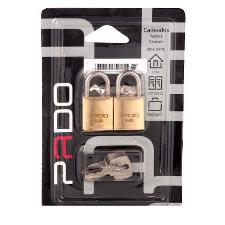 Cadeado com chave 20mm E-20 2 peças bronze Pado Menor preço em Cadeado com chave 20mm E-20 2 peças bronze Pado