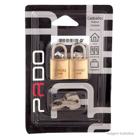 Cadeado com Chave 20mm E-20 2 Peças Pado Bronze Menor preço em Cadeado com Chave 20mm E-20 2 Peças Pado Bronze
