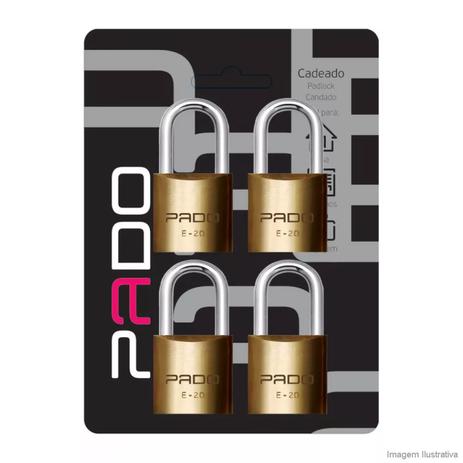Cadeado com Chave 20mm E-20 4 Peças Pado Bronze Menor preço em Cadeado com Chave 20mm E-20 4 Peças Pado Bronze