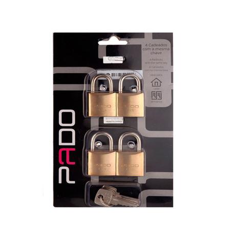 Cadeado com chave 25mm E-25 4 peças bronze Pado Menor preço em Cadeado com chave 25mm E-25 4 peças bronze Pado