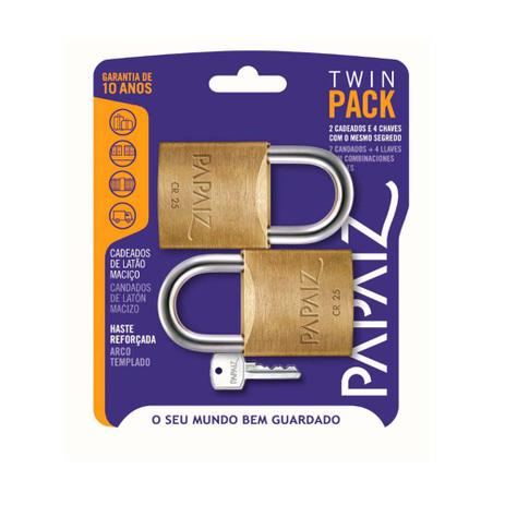 Cadeado Twin pack SM CR 25mm 2 cadeados com o mesmo segredo Papaiz Menor preço em Cadeado Twin pack SM CR 25mm 2 cadeados com o mesmo segredo Papaiz