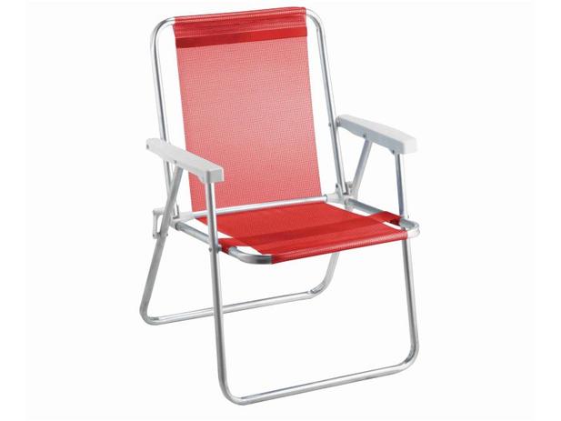 Cadeira Alta Alumínio Beach Premium Vermelho - AMVC Menor preço em Cadeira Alta Alumínio Beach Premium Vermelho - AMVC