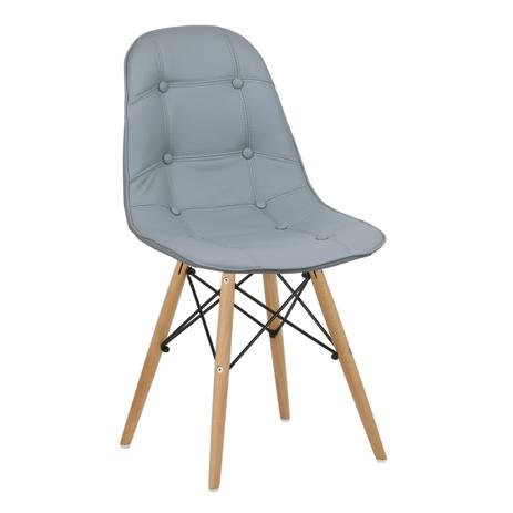 Cadeira Cinza Claro Charles Eames Dsw Botone Wood em PU - Moveis mgm Menor preço em Cadeira Cinza Claro Charles Eames Dsw Botone Wood em PU - Moveis mgm