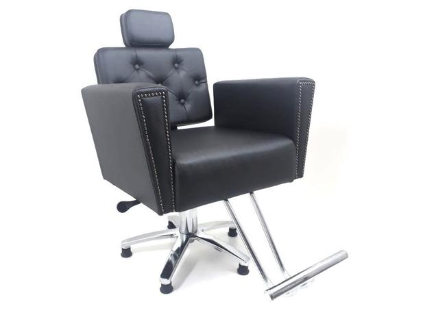 Cadeira de Cabeleireiro Sofia Encosto Reclinável Pentapé - Preto Acetinado - Tudo Para Cabeleireiro Menor preço em Cadeira de Cabeleireiro Sofia Encosto Reclinável Pentapé - Preto Acetinado - Tudo Para Cabeleireiro